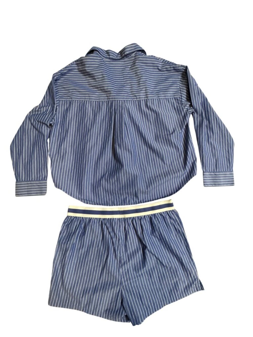 Caroline Constas Womens Blue White Stripe Pajama Top & Shorts Set Size L - Picture 2 of 12